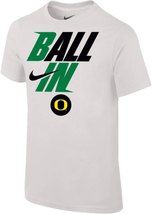 Nike Youth Oregon Ducks White 2022 Basketball BALL IN Bench T-Shirt