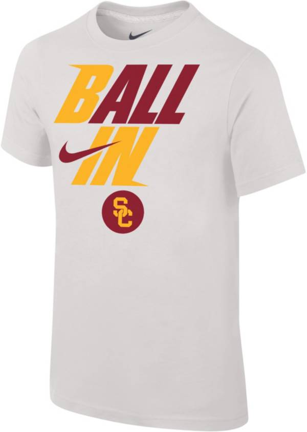 Nike Youth USC Trojans White 2022 Basketball BALL IN Bench T-Shirt