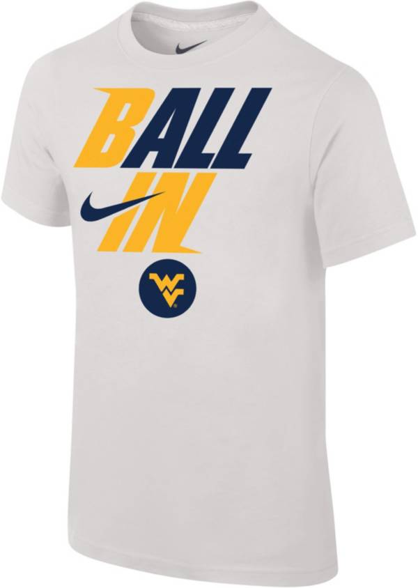 Nike Youth West Virginia Mountaineers White 2022 Basketball BALL IN Bench T-Shirt
