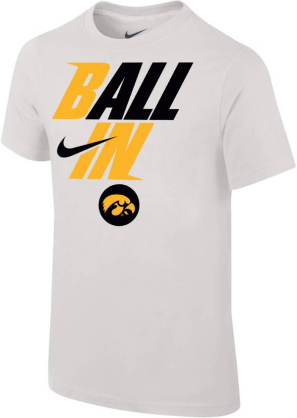 Nike Youth Iowa Hawkeyes White 2022 Basketball BALL IN Bench T-Shirt