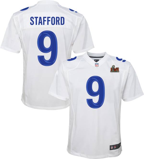 Nike Youth 2021 Super Bowl LVI Bound Los Angeles Rams Matthew Stafford #9 White Game Jersey