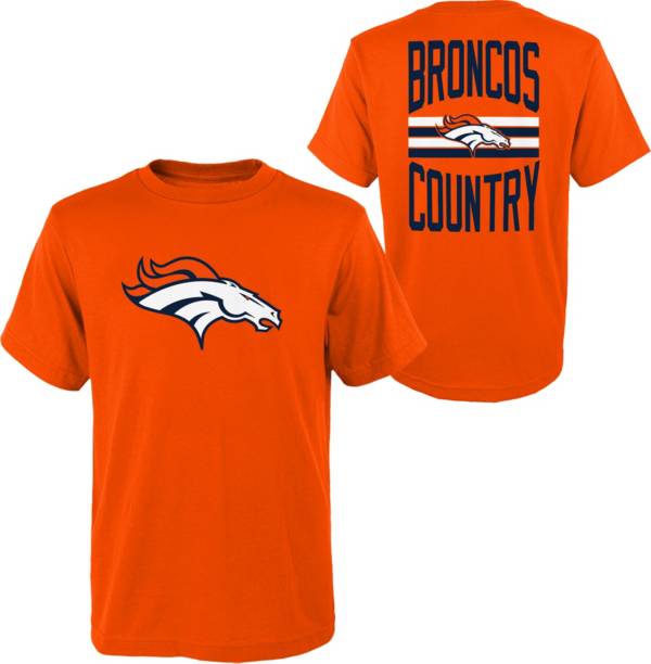 NFL Team Apparel Youth Denver Broncos Slogan Back Orange T-Shirt