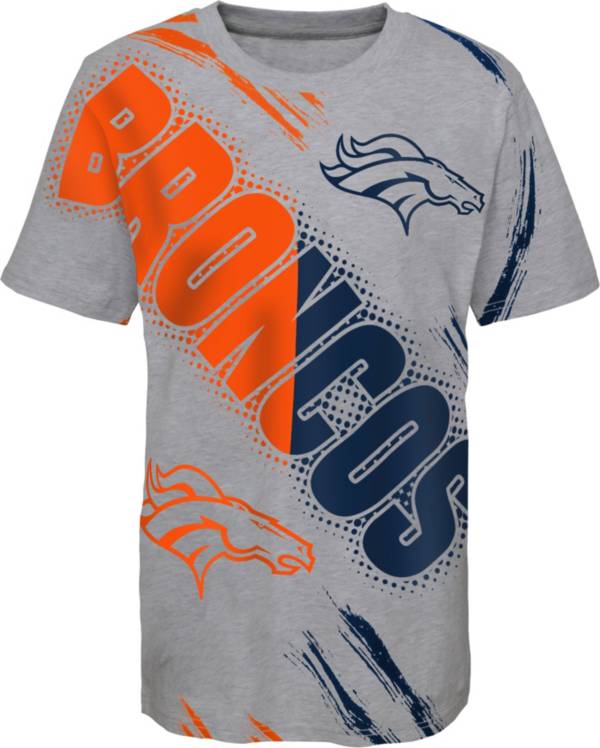 NFL Team Apparel Youth Denver Broncos Overload Grey T-Shirt