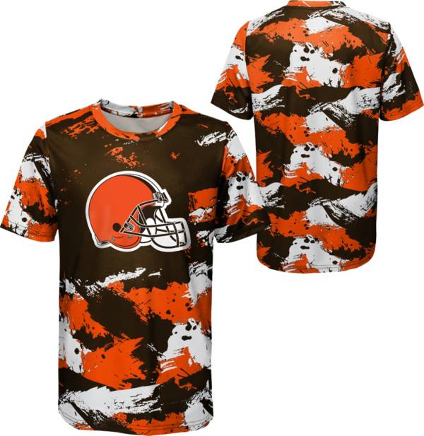 NFL Team Apparel Youth Cleveland Browns Cross Pattern Brown T-Shirt product image