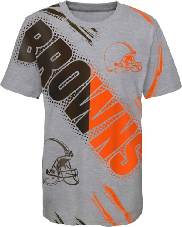 NFL Team Apparel Youth Cleveland Browns Overload Grey T-Shirt