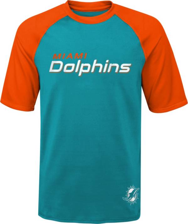 NFL Team Apparel Youth Miami Dolphins Rash Guard Aqua T-Shirt