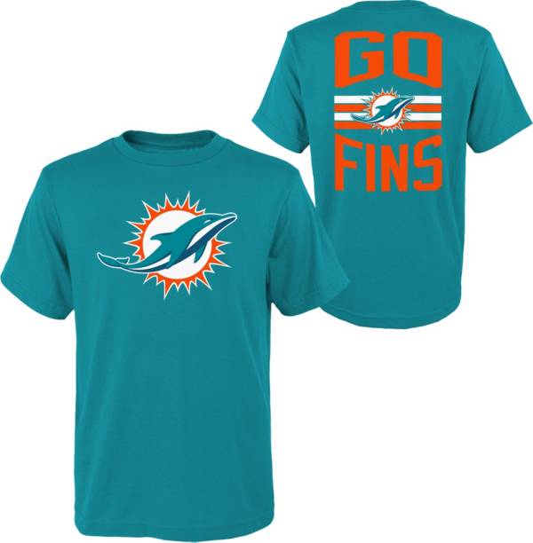 NFL Team Apparel Youth Miami Dolphins Slogan Back Aqua T-Shirt