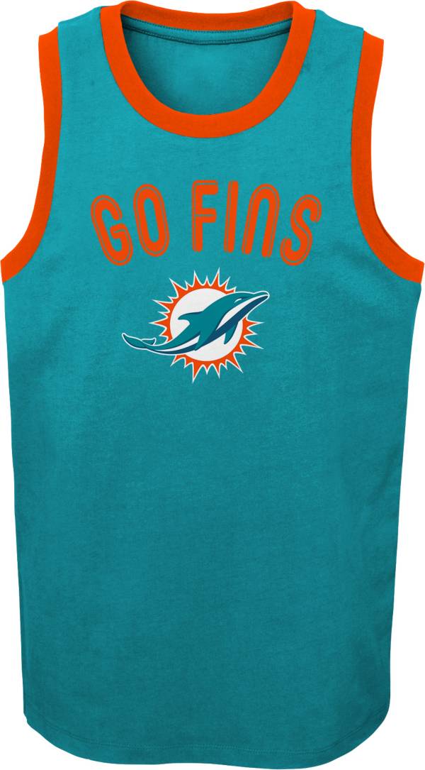 NFL Team Apparel Youth Miami Dolphins Striker Aqua Tank Top