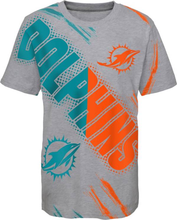 NFL Team Apparel Youth Miami Dolphins Overload Grey T-Shirt