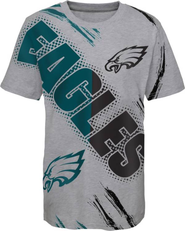 NFL Team Apparel Youth Philadelphia Eagles Overload Grey T-Shirt