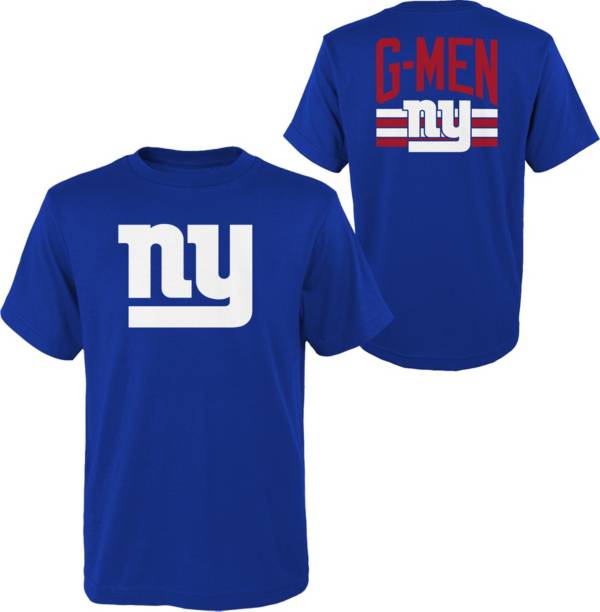 NFL Team Apparel Youth New York Giants Slogan Back Royal T-Shirt