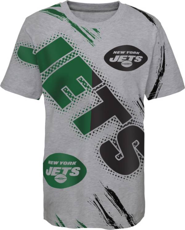 NFL Team Apparel Youth New York Jets Overload Grey T-Shirt