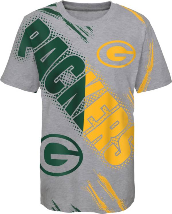 NFL Team Apparel Youth Green Bay Packers Overload Grey T-Shirt