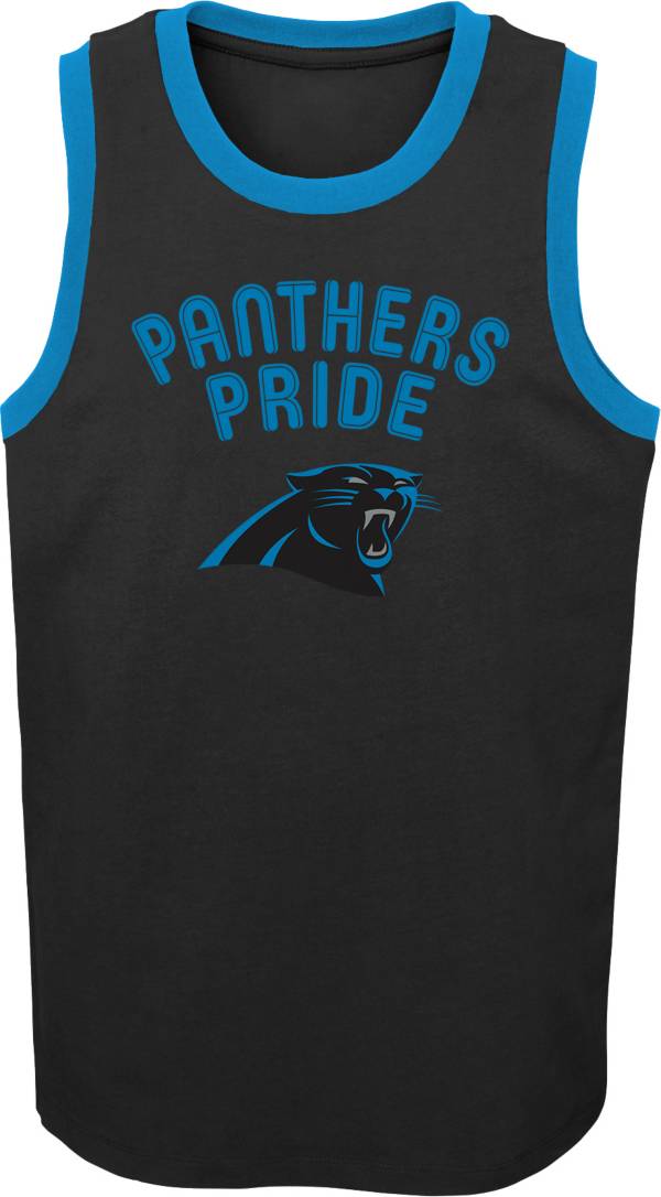 NFL Team Apparel Youth Carolina Panthers Striker Black Tank Top