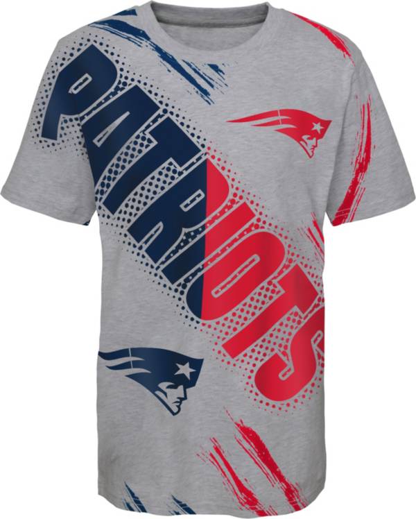 NFL Team Apparel Youth New England Patriots Overload Grey T-Shirt