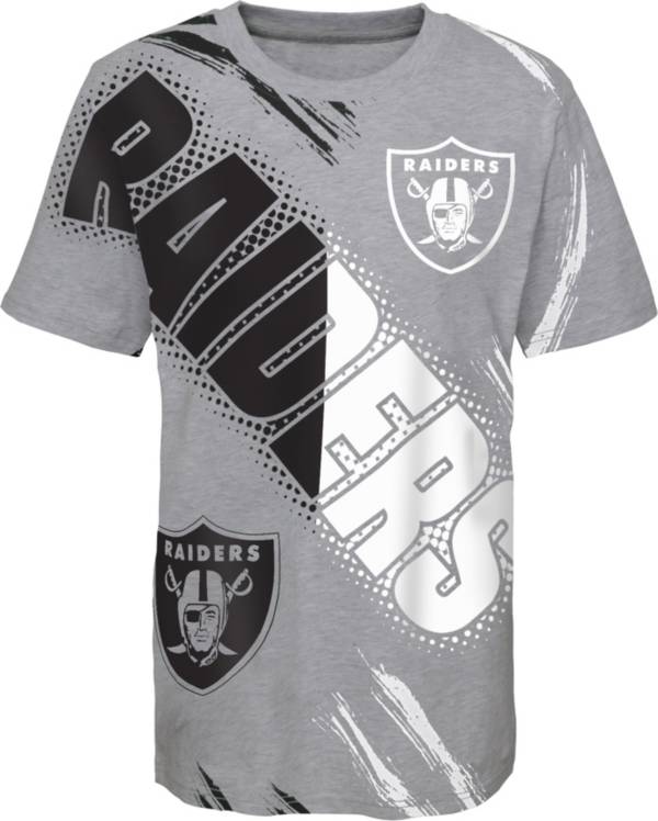 NFL Team Apparel Youth Las Vegas Raiders Overload Grey T-Shirt
