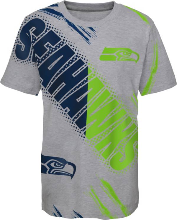 NFL Team Apparel Youth Seattle Seahawks Overload Grey T-Shirt