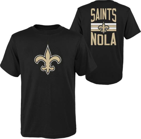 NFL Team Apparel Youth New Orleans Saints Slogan Back Black T-Shirt