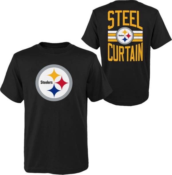 NFL Team Apparel Youth Pittsburgh Steelers Slogan Back Black T-Shirt