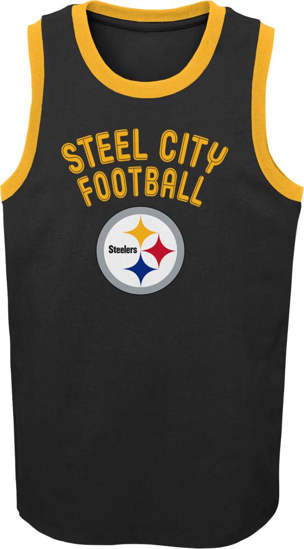 NFL Team Apparel Youth Pittsburgh Steelers Striker Black Tank Top