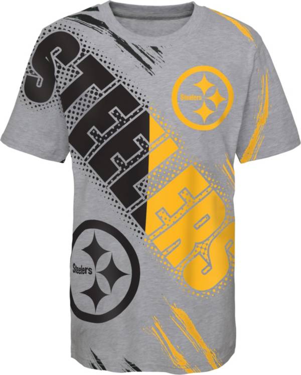 NFL Team Apparel Youth Pittsburgh Steelers Overload Grey T-Shirt product image