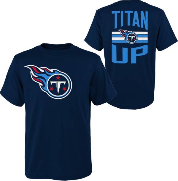 NFL Team Apparel Youth Tennessee Titans Slogan Back Navy T-Shirt