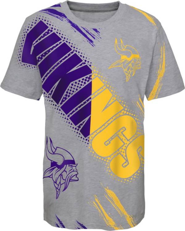 NFL Team Apparel Youth Minnesota Vikings Overload Grey T-Shirt