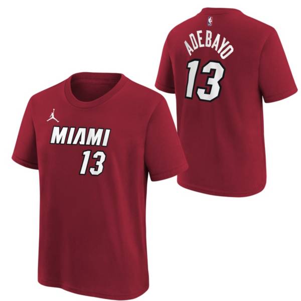 Jordan Youth Miami Heat Bam Adebayo #13 Red T-Shirt