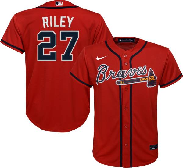 Nike Youth Atlanta Braves Austin Riley #27 Red Replica Baseball Jersey