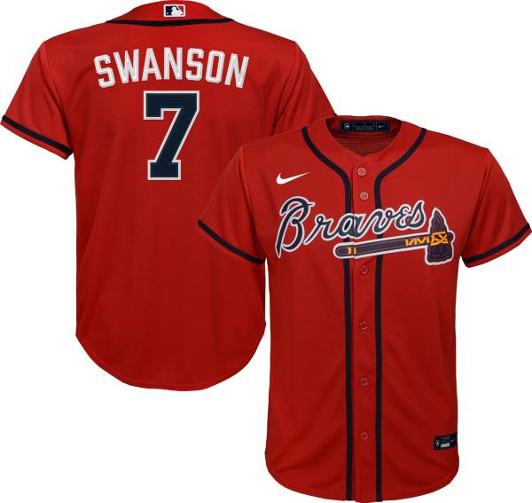 Nike Youth Atlanta Braves Dansby Swanson #7 Red Replica Baseball Jersey
