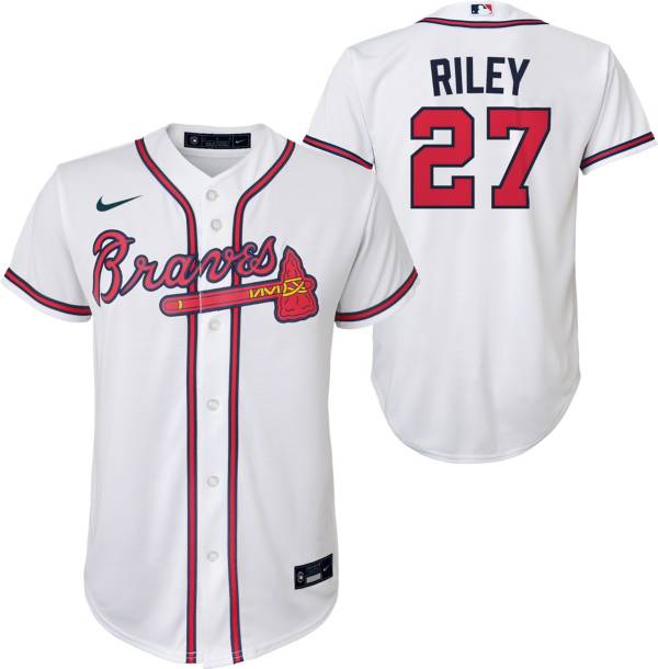 Nike Youth Atlanta Braves Austin Riley #27 White Replica Baseball Jersey