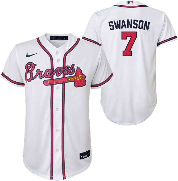 Nike Youth Atlanta Braves Dansby Swanson #7 White Replica Baseball Jersey product image