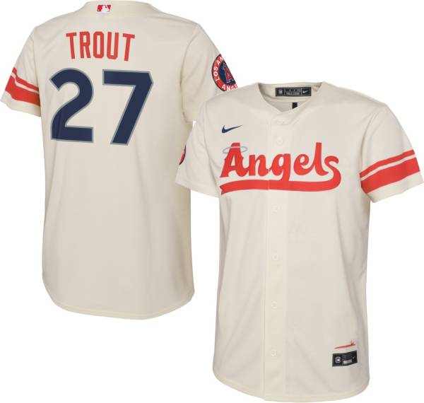 Nike Youth Los Angeles Angels Mike Trout #27 2022 City Connect Cool Base Jersey