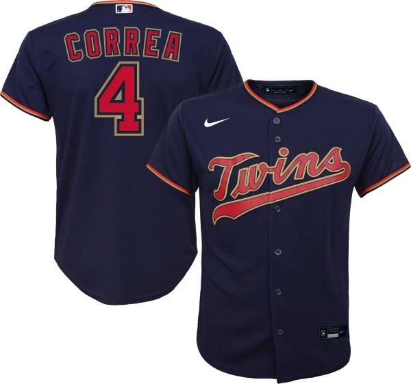 MLB Team Apparel Youth Minnesota Twins Carlos Correa #4 Navy Alternate Cool Base Jersey