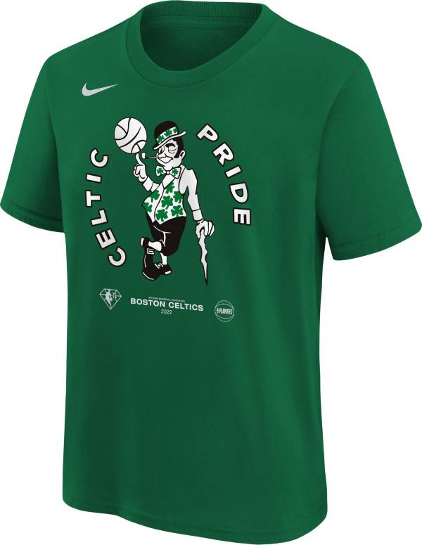 Nike Youth Boston Celtics “Celtic Pride” Green 2022 NBA Playoffs Mantra T-Shirt