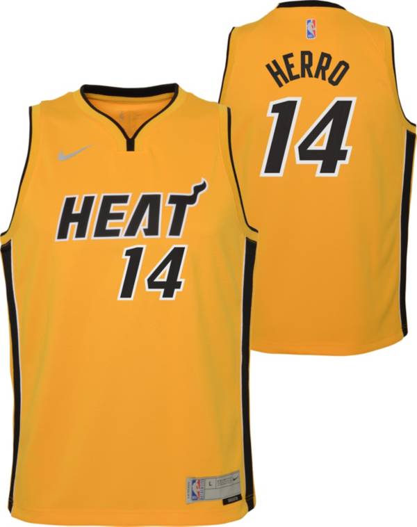 Nike Youth Miami Heat 2021 Earned Edition Tyler Herro #14 Gold Dri-FIT Swingman Jersey