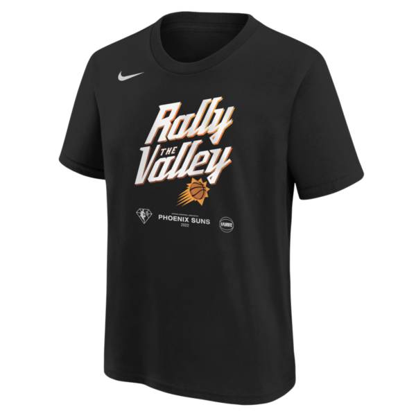 Nike Youth Phoenix Suns “Rally the Valley” Black 2022 NBA Playoffs Mantra T-Shirt