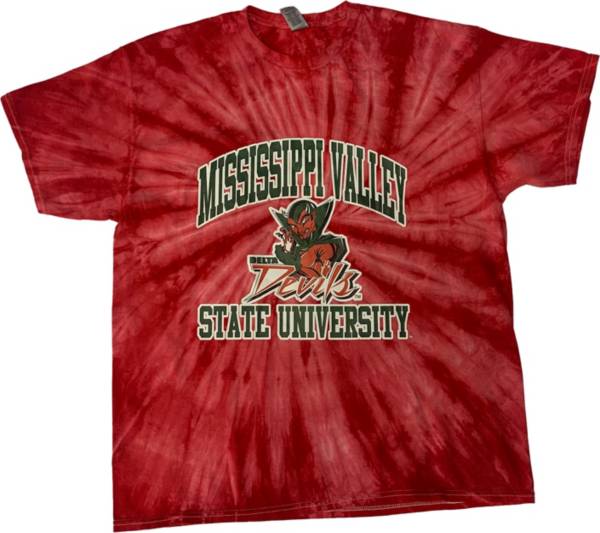 Tones of Melanin Men's Mississippi Valley State Delta Devils Red Tie-Dye T-Shirt