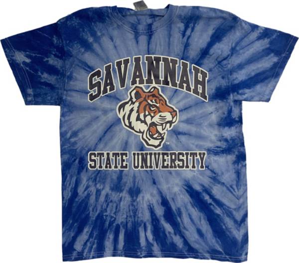 Tones of Melanin Men's Savannah State Tigers Reflex Blue Tie-Dye T-Shirt