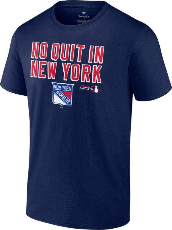 NHL 2022 Stanley Cup Playoffs New York Rangers Slogan Navy T-Shirt