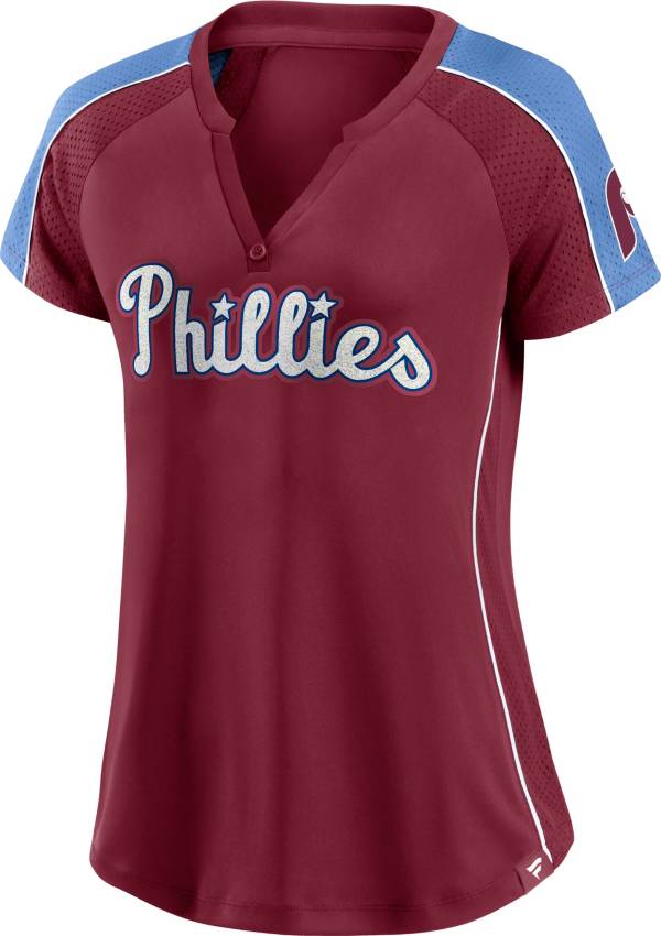 MLB Women's Philadelphia Phillies Green Placket T-Shirt