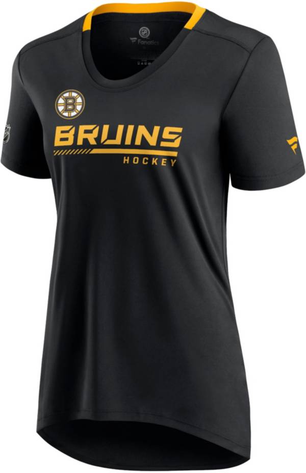 NHL Women's Boston Bruins Authentic Pro Locker Room Black V-Neck T-Shirt