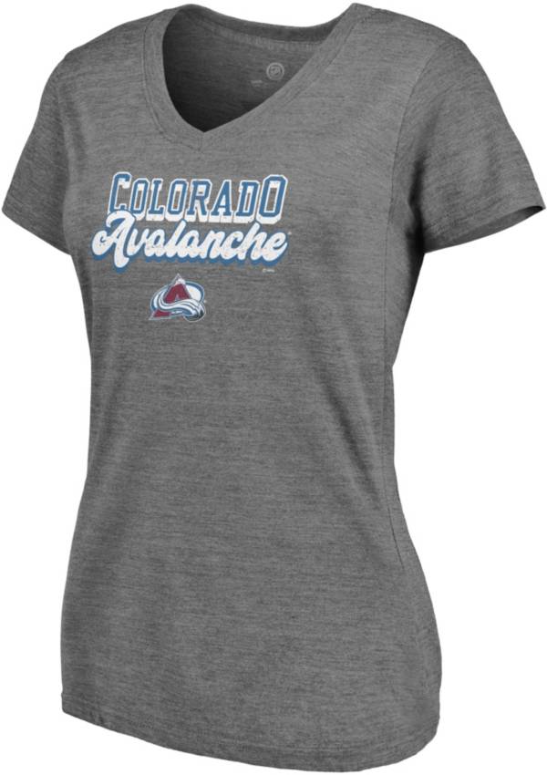 NHL Women's Colorado Avalanche Block Party Grey V-Neck T-Shirt