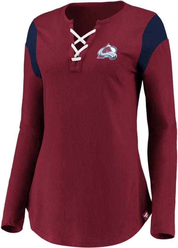 NHL Women's Colorado Avalanche Lace-Up Maroon T-Shirt