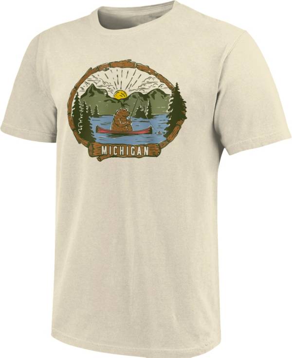 Image One Men's Michigan Bear Fishing Graphic T-Shirt