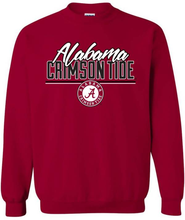 Image One Men's Alabama Crimson Tide Crimson Script Crew Neck Sweatshirt