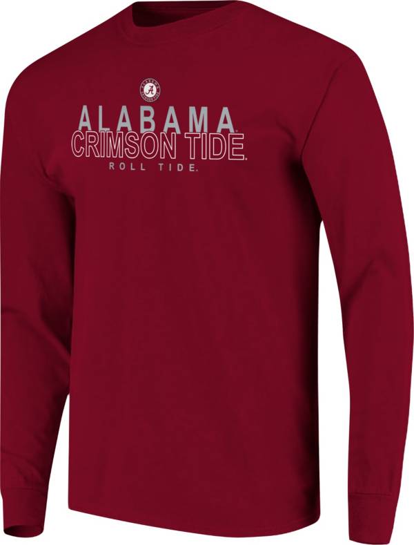 Image One Men's Alabama Crimson Tide Crimson Overtype Logo Long Sleeve T-Shirt