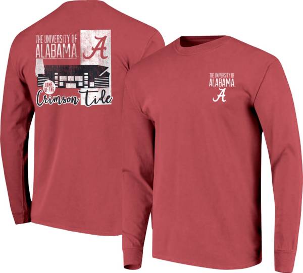 Image One Men's Alabama Crimson Tide Crimson Building Strip Long Sleeve T-Shirt