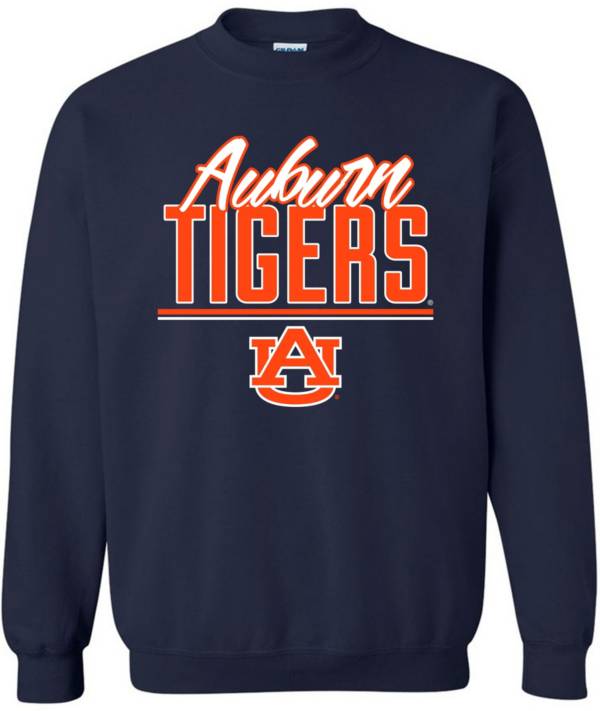 Image One Men's Auburn Tigers Blue Script Crew Neck Sweatshirt