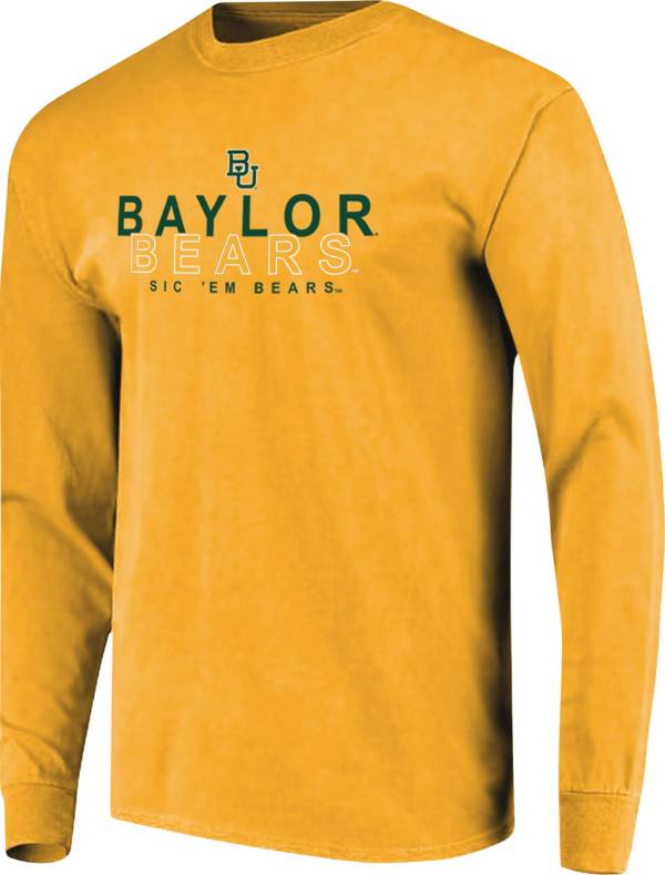 Image One Men's Baylor Bears Gold Overtype Logo Long Sleeve T-Shirt